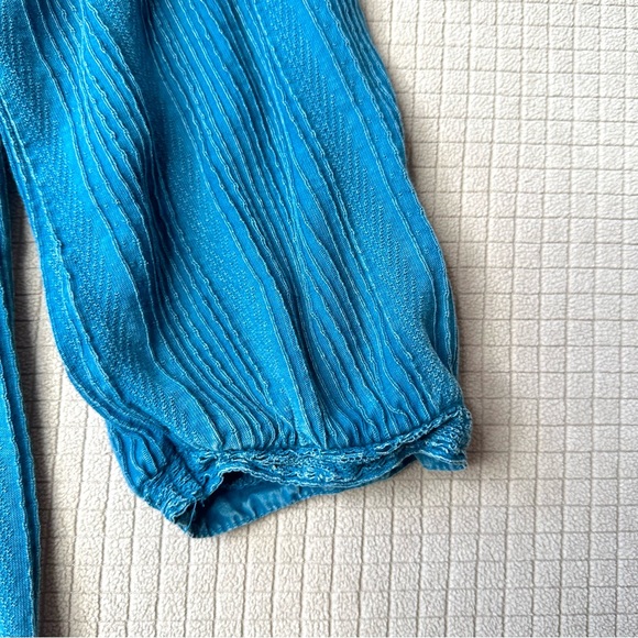 Soft  Surroundings ‘Swept Away’ Embroidered Tunic Top Size PL Teal 3/4 Sleeves - Picture 5 of 12